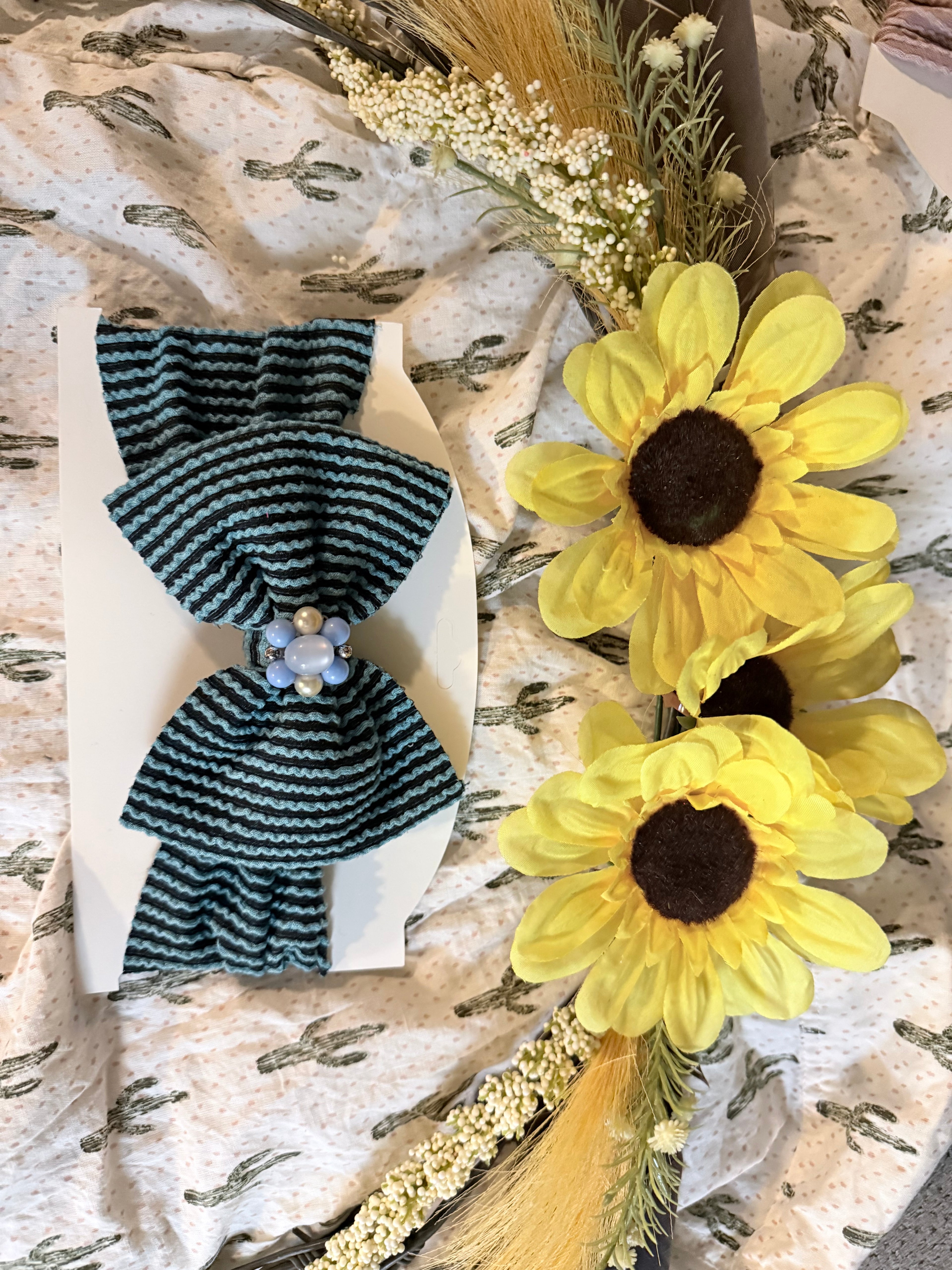 Blue head wrap with center gem