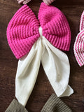Pink and white sailor hair tie bow
