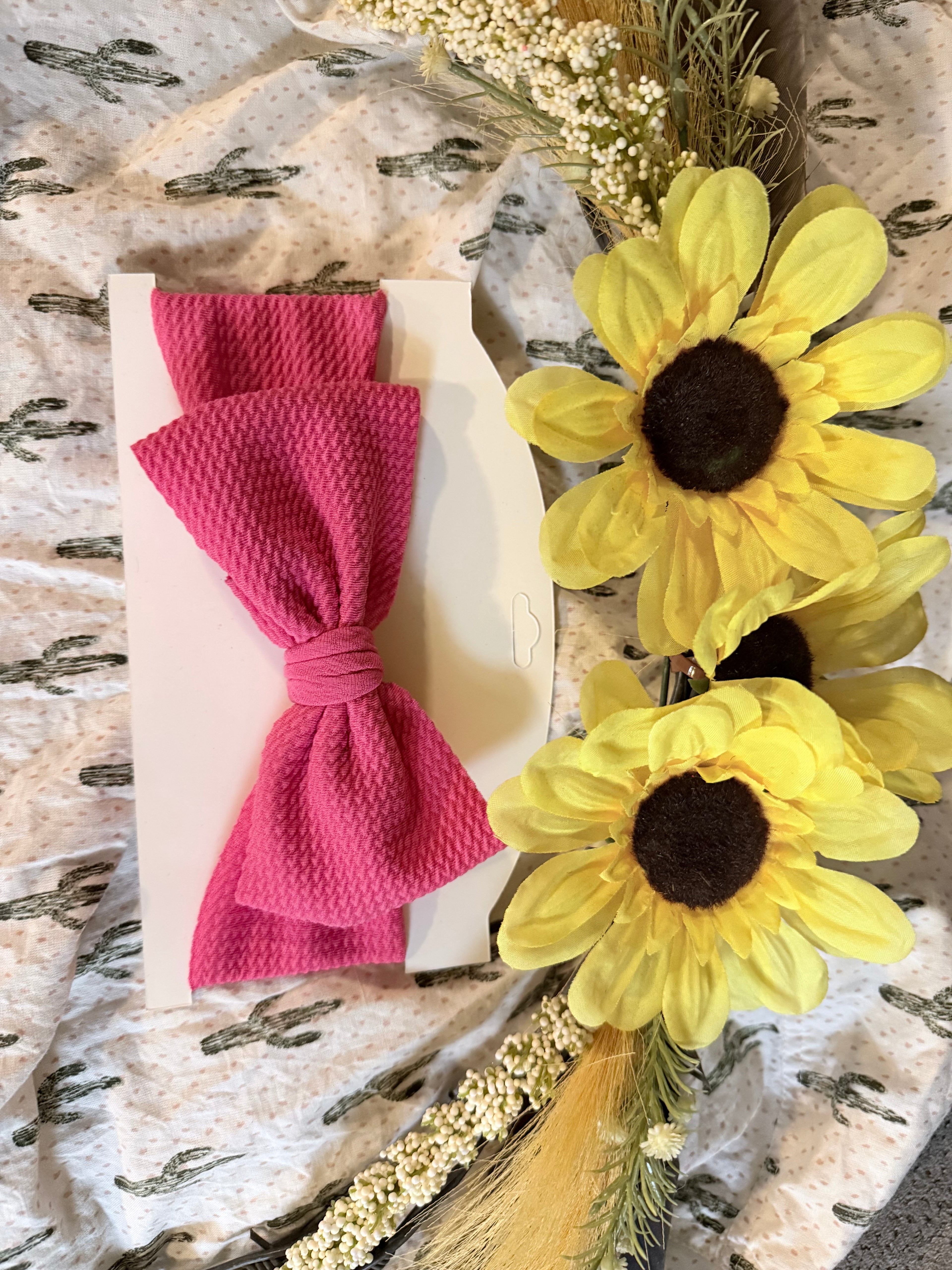 Simple pink head wrap bow