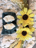 Blue and white double head wrap bow
