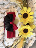 Red and black lace head wrap
