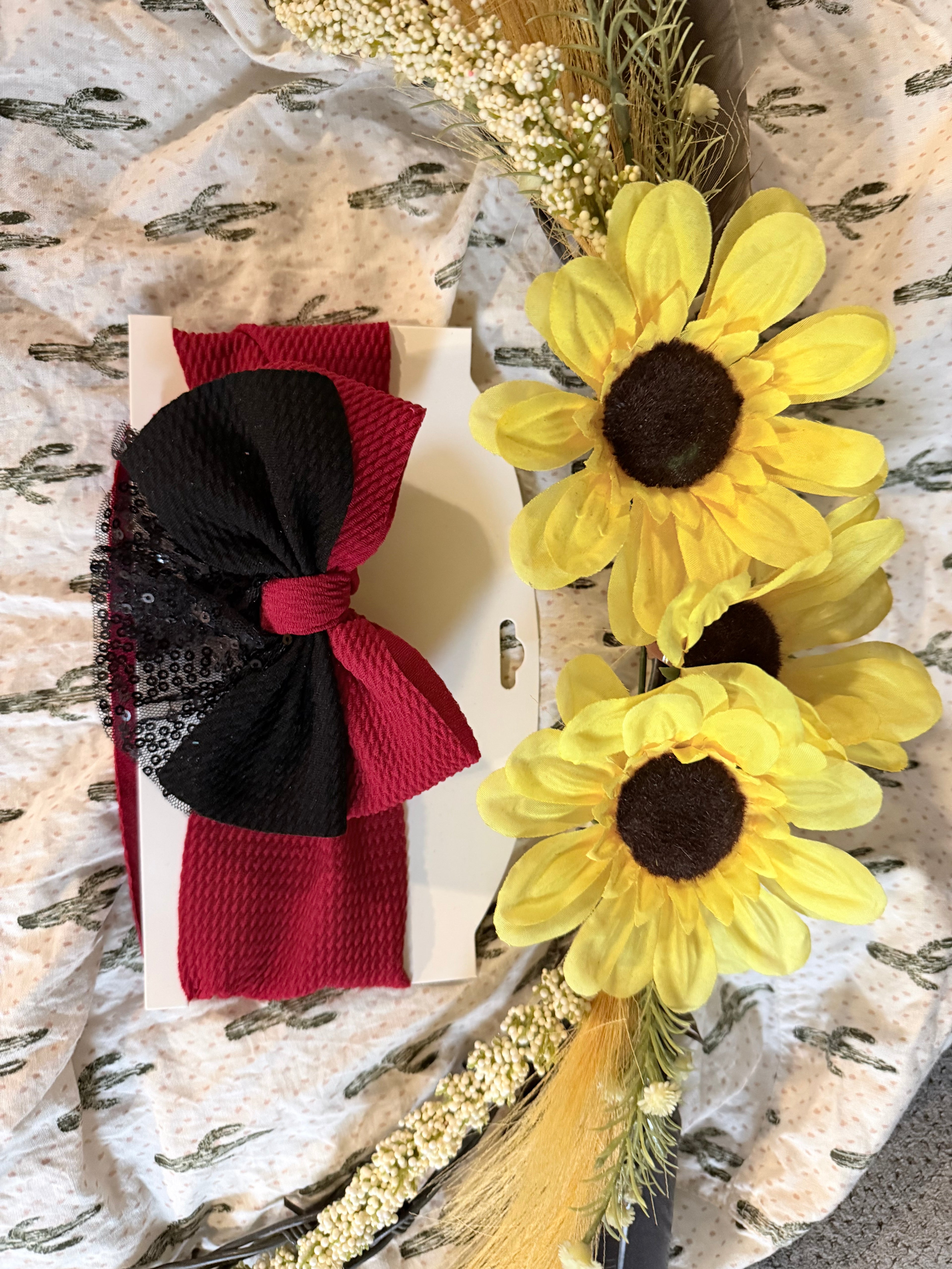 Red and black lace head wrap