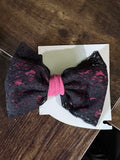 Large pink and black lace clip