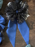 Large blue sailor hair tie bow