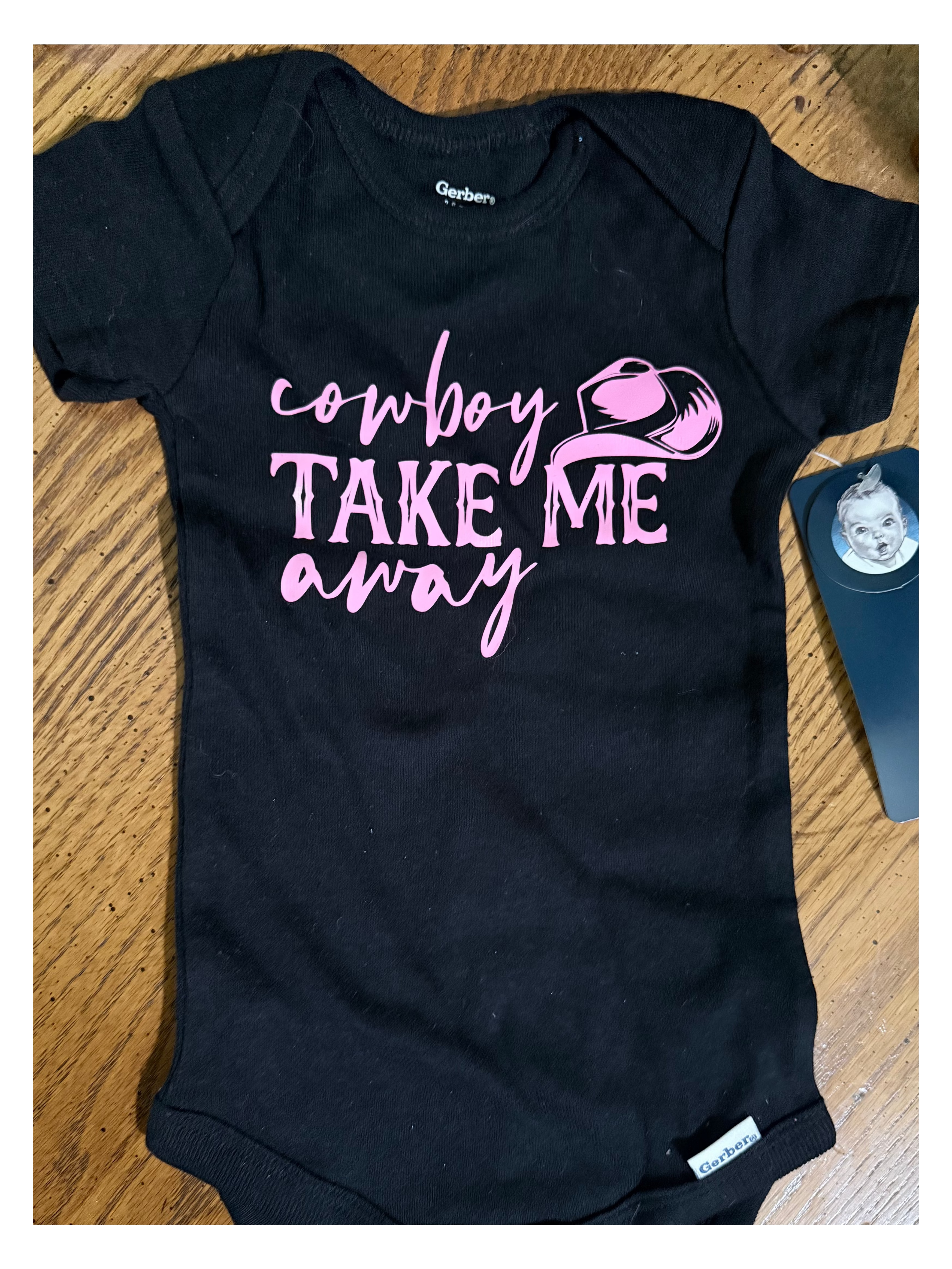 Short sleeve onsie - Cowboy take me away - Black