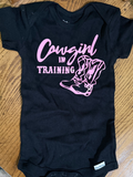 Short sleeve onsie- Cowgirl in training  pink