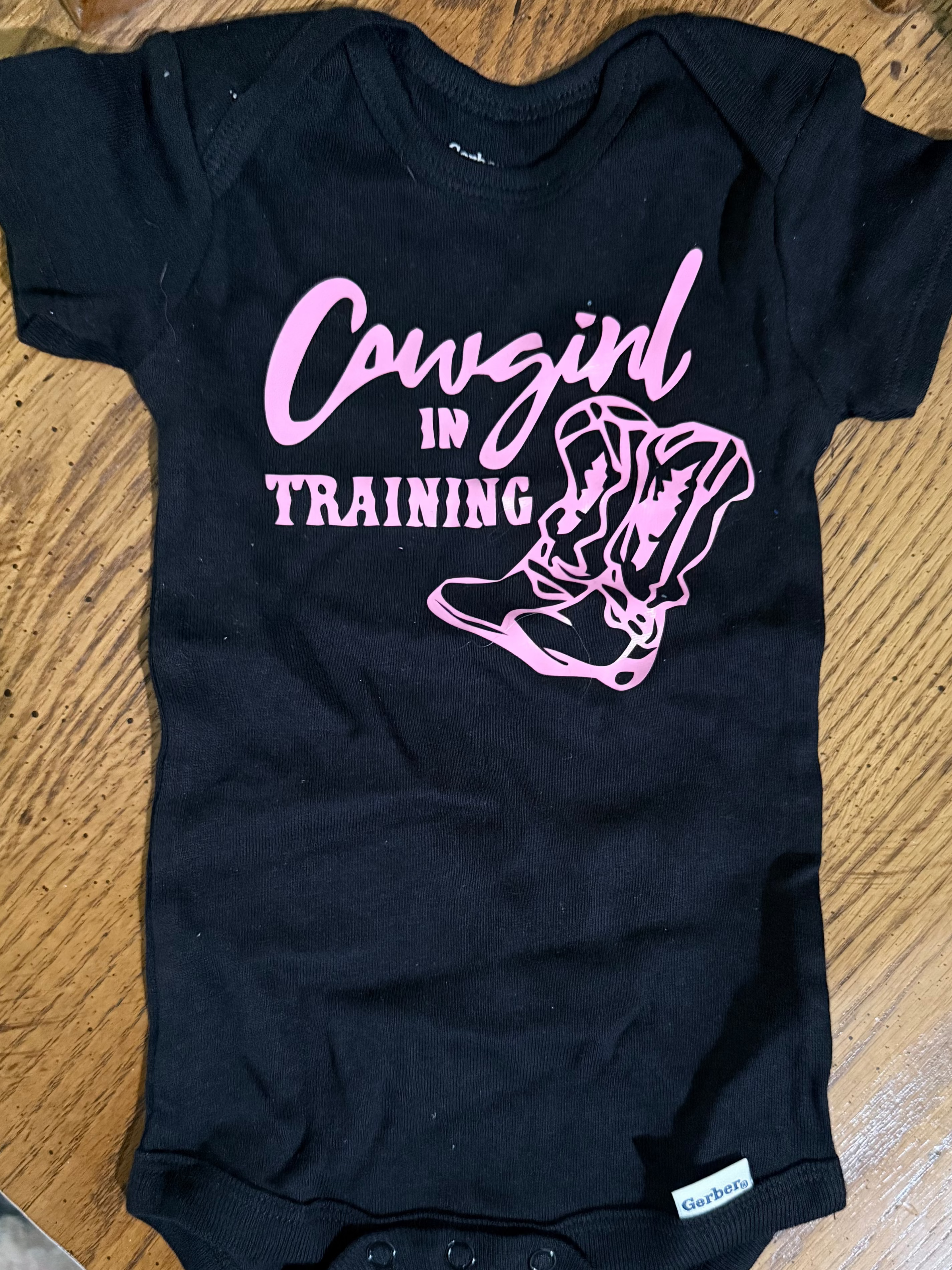 Short sleeve onsie- Cowgirl in training  pink